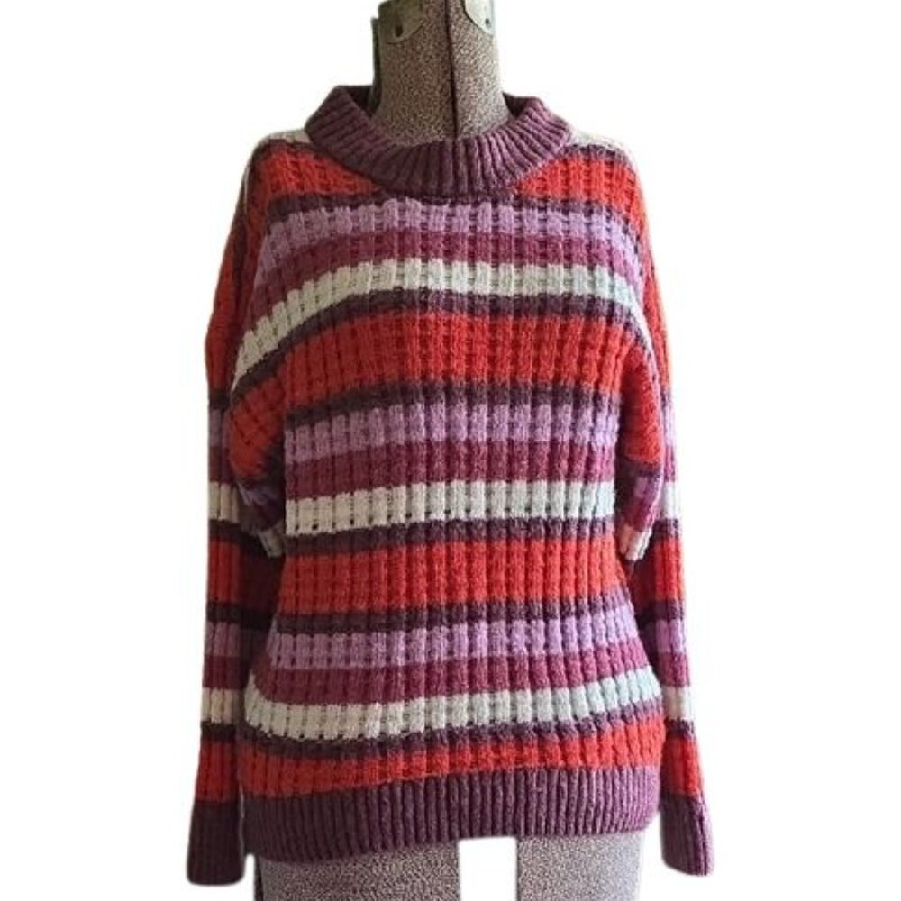 SO Striped Turtleneck Sweater, M